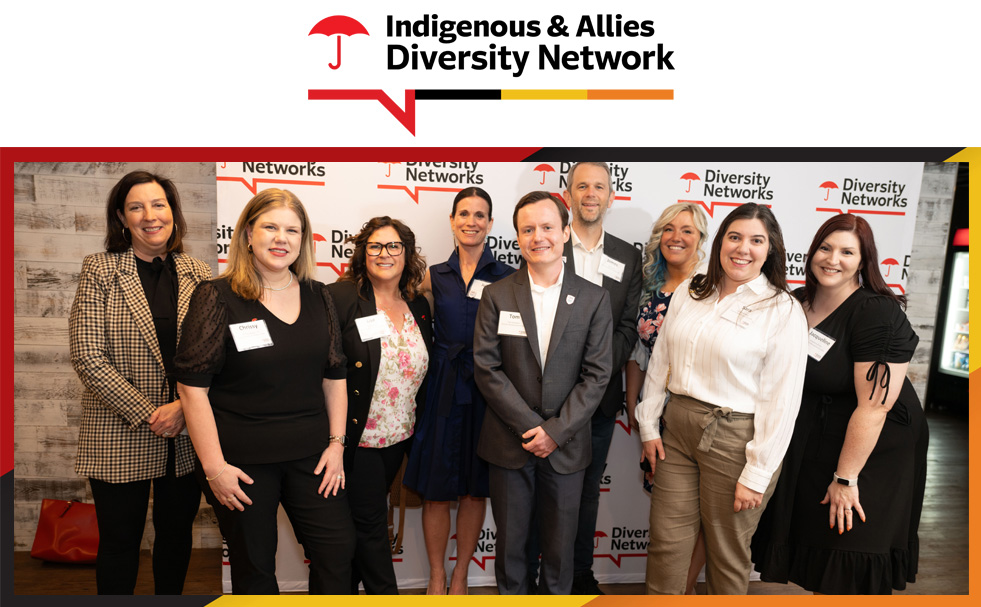 Indigenous & Allies Diversity Network. Group of professionals at an event.