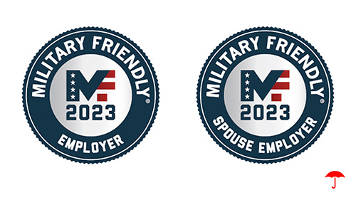 Military Friendly Employer 2023 and Military Friendly Spouse Employer 2023 logos
